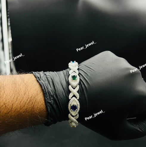 Iced Out Infinity Evil Eye Bracelet VVS Moissanite Dimaond 925 Sterling Silver