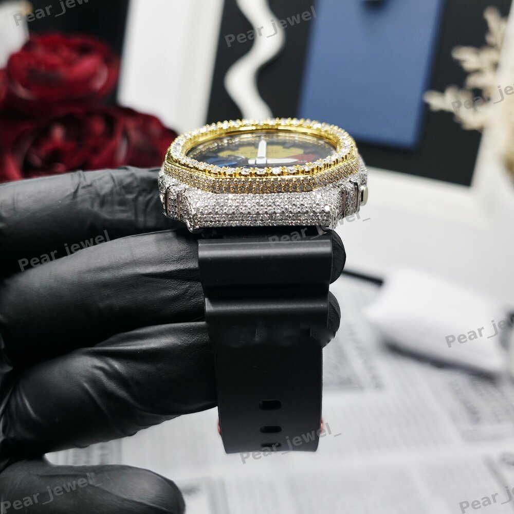 VVS Moissanite Diamond Iced Out Case Dial Wrist Party Wear Unisex Watch