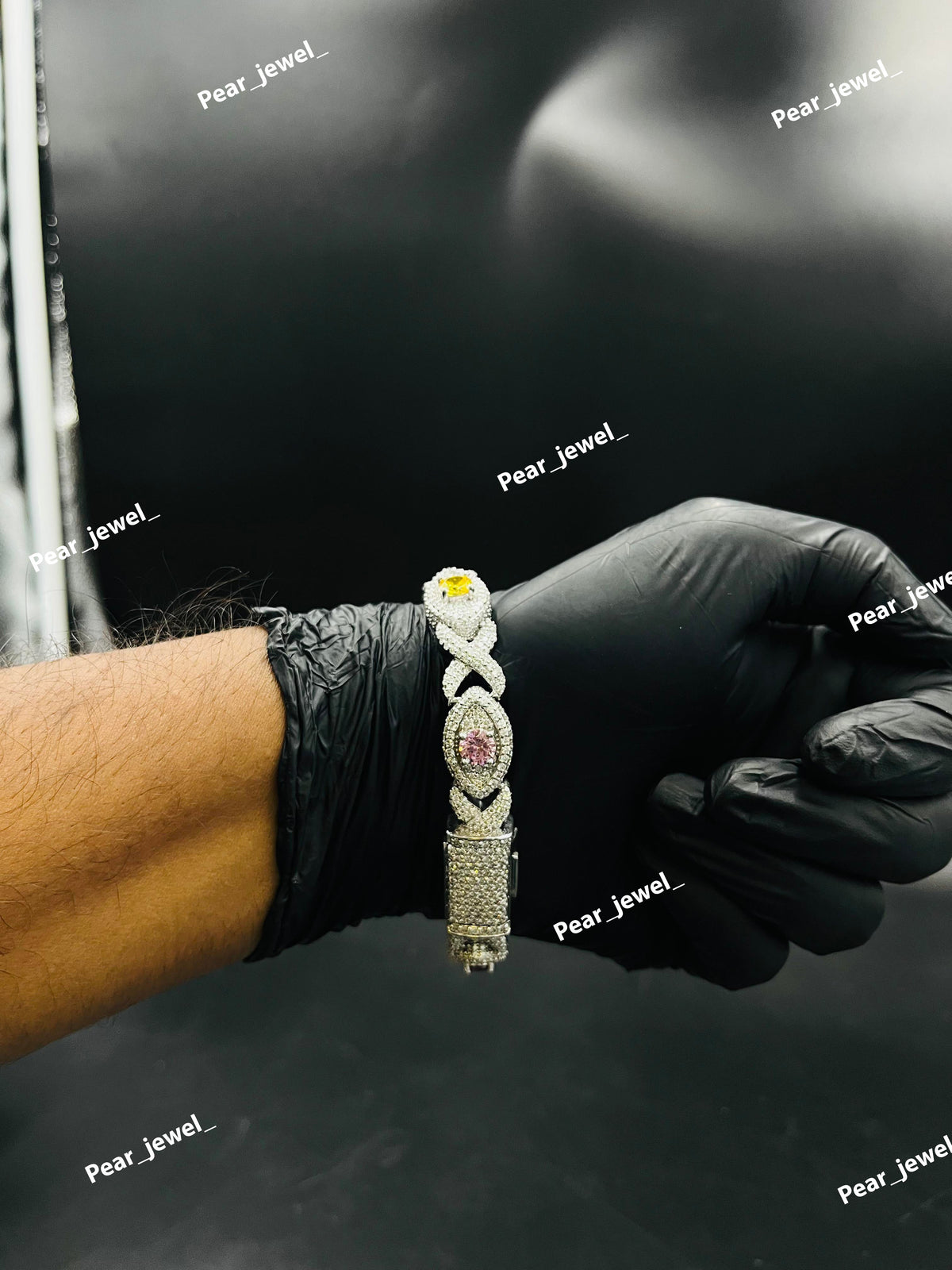Iced Out Infinity Evil Eye Bracelet VVS Moissanite Dimaond 925 Sterling Silver