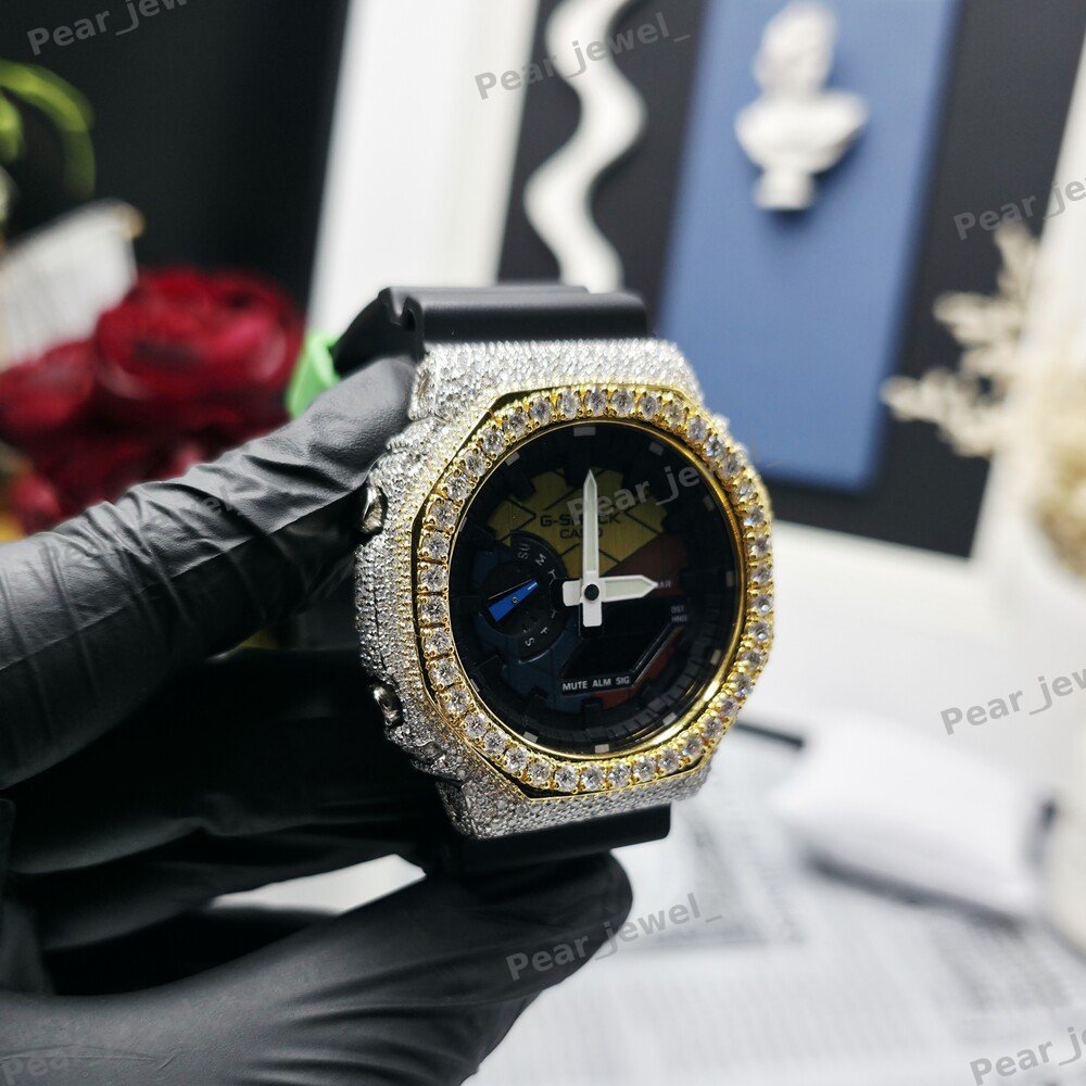 VVS Moissanite Diamond Iced Out Case Dial Wrist Party Wear Unisex Watch
