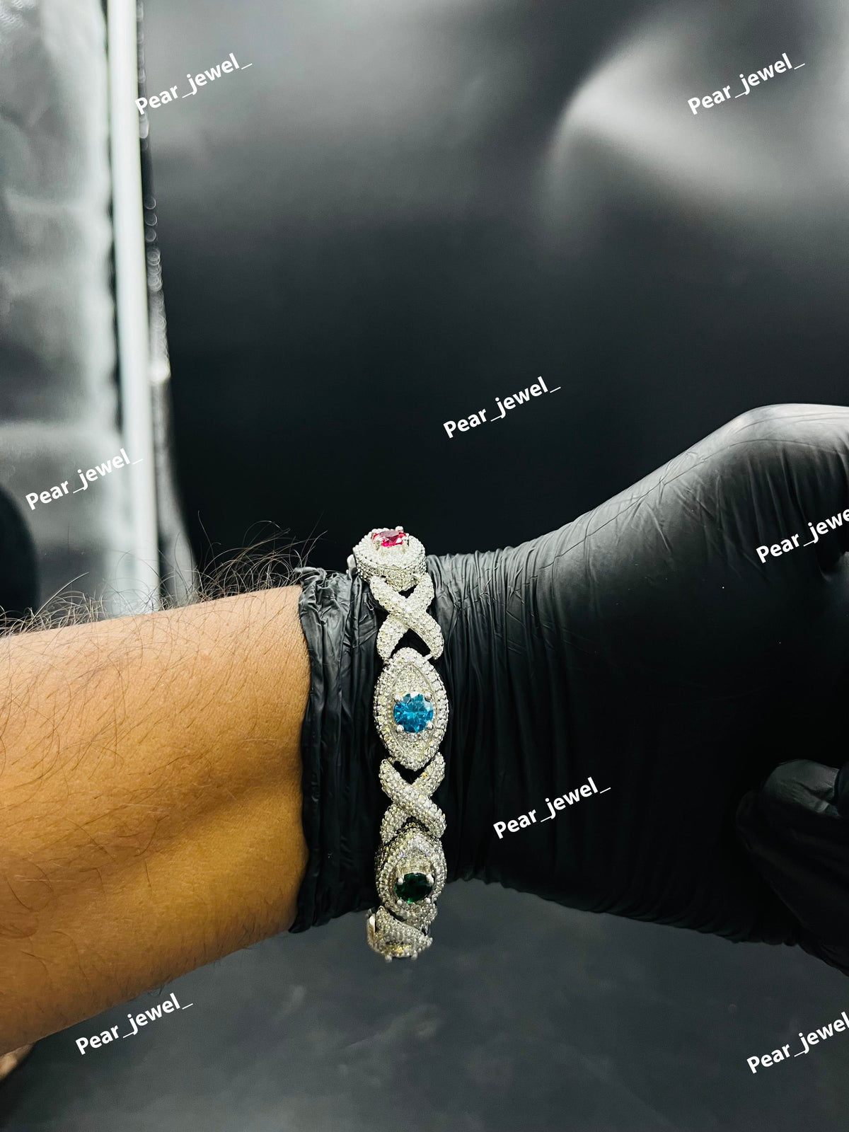 Iced Out Infinity Evil Eye Bracelet VVS Moissanite Dimaond 925 Sterling Silver