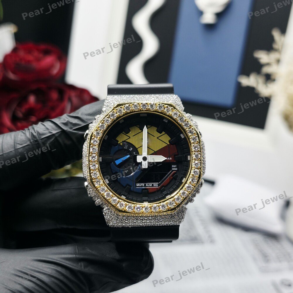 VVS Moissanite Diamond Iced Out Case Dial Wrist Party Wear Unisex Watch
