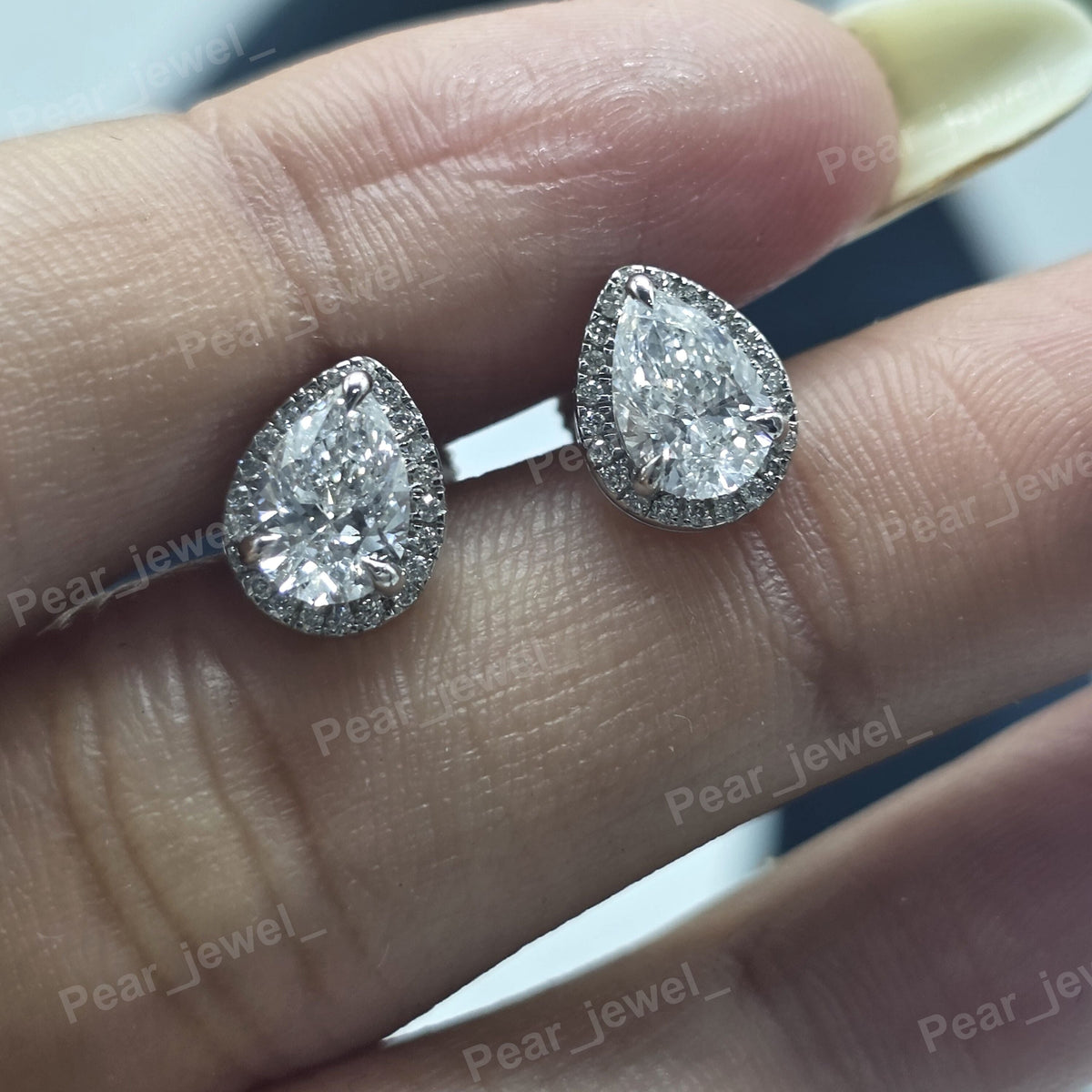 Pear Cut Stud Earring with Secure Screw Back Patch - 925 Sterling Silver