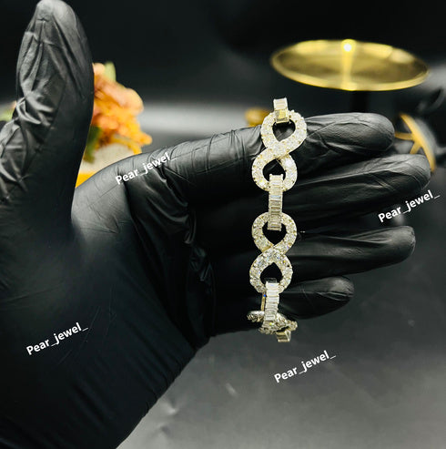 Iced Out Infinity Bracelet VVS Baguette Moissanite Dimaond 925 Sterling Silver