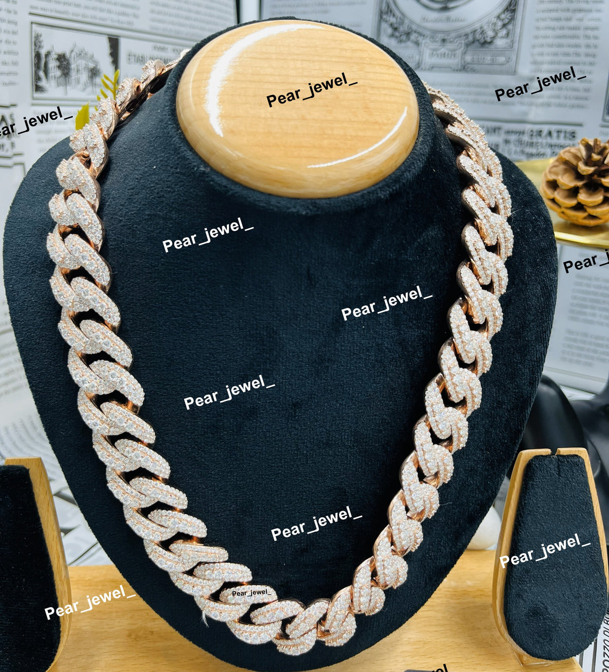 Cuban Link Necklace Silver Iced Out Moissanite Diamond Style hip Hop Chain For Men