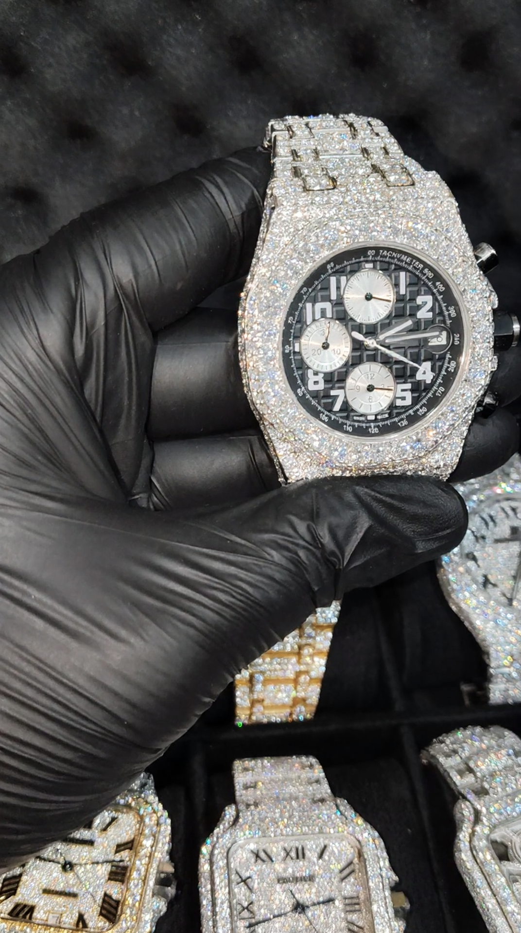 Iced Out 925 Silver Chronograph VVS Moissanite Diamond Wrist watch
