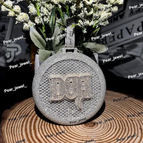 Iced Out Custom name Letter Round Moissanite Diamond With 925 Silver Jewelry