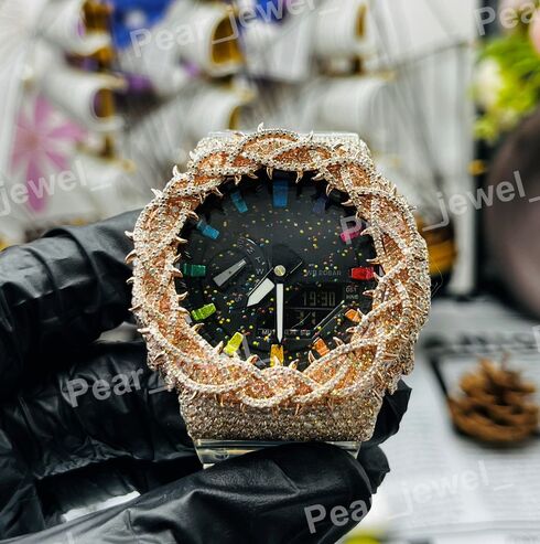 Iced Out Throne Dial Moissanite Diamond Hip Hop Luxury Statement Watch