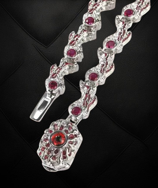 925 Silver Devil Eye Red VVS Moissanite Diamond HipHiop Necklace