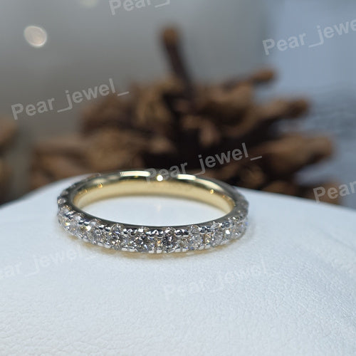 Round Cut VVS Moissanite Half Eternity Band Diamond Wedding Ring Band