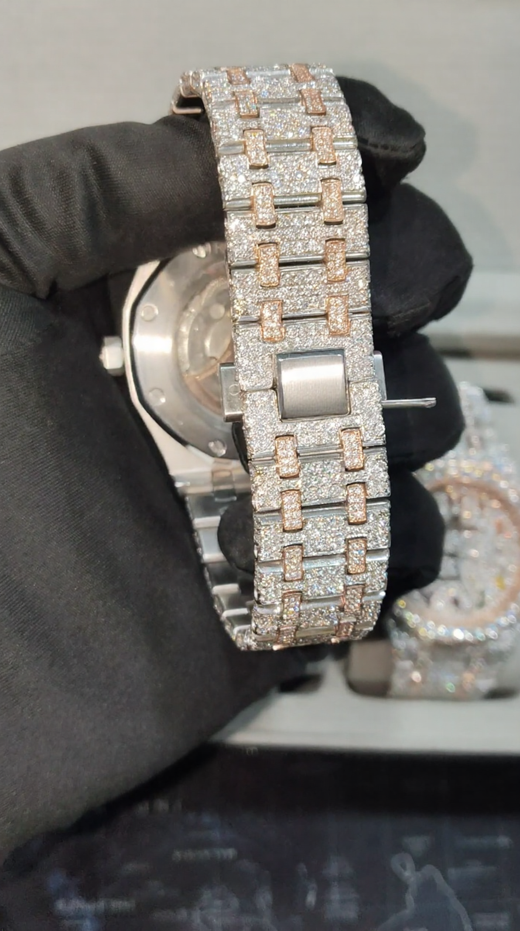 Iced Out Automatic VVS Moissanite Diamond Watch In Stainless Steel