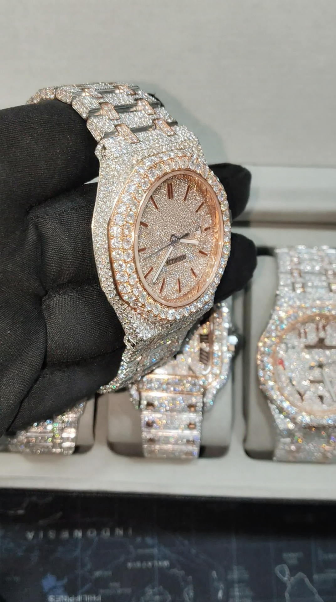 Iced Out Automatic VVS Moissanite Diamond Watch In Stainless Steel