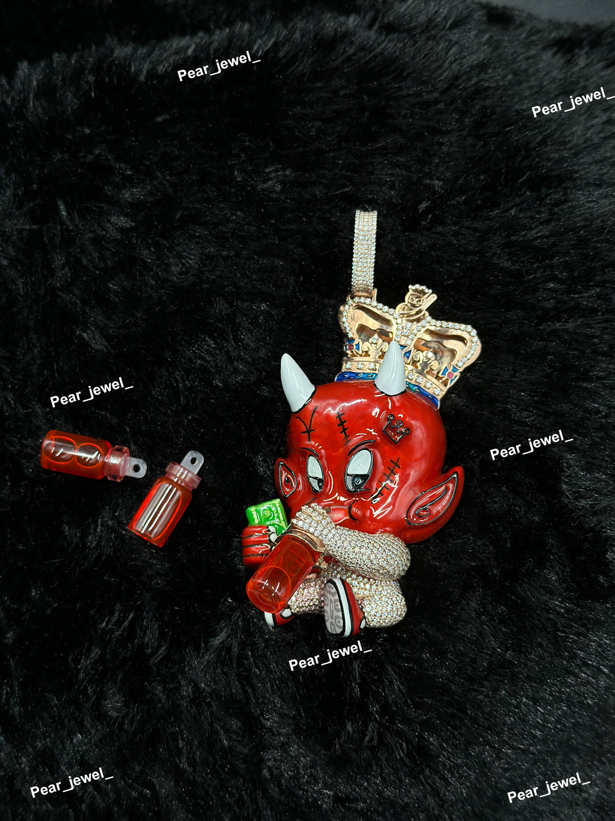 Iced Out Cartoon Devil Pendant In 925 Silver Moissanite Diamond