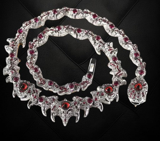 925 Silver Devil Eye Red VVS Moissanite Diamond HipHiop Necklace