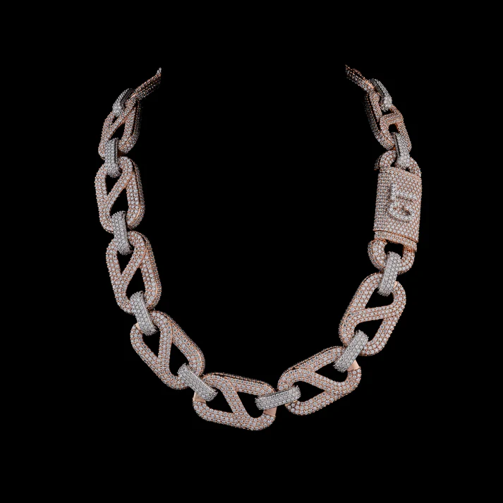 925 Silver VVS Moissanite Cuben Link Chain For Unisex