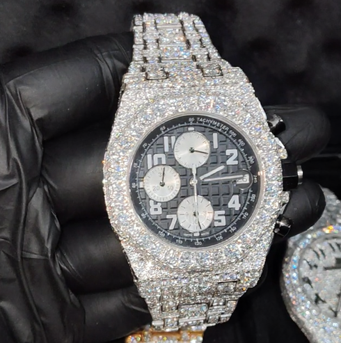 Iced Out 925 Silver Chronograph VVS Moissanite Diamond Wrist watch