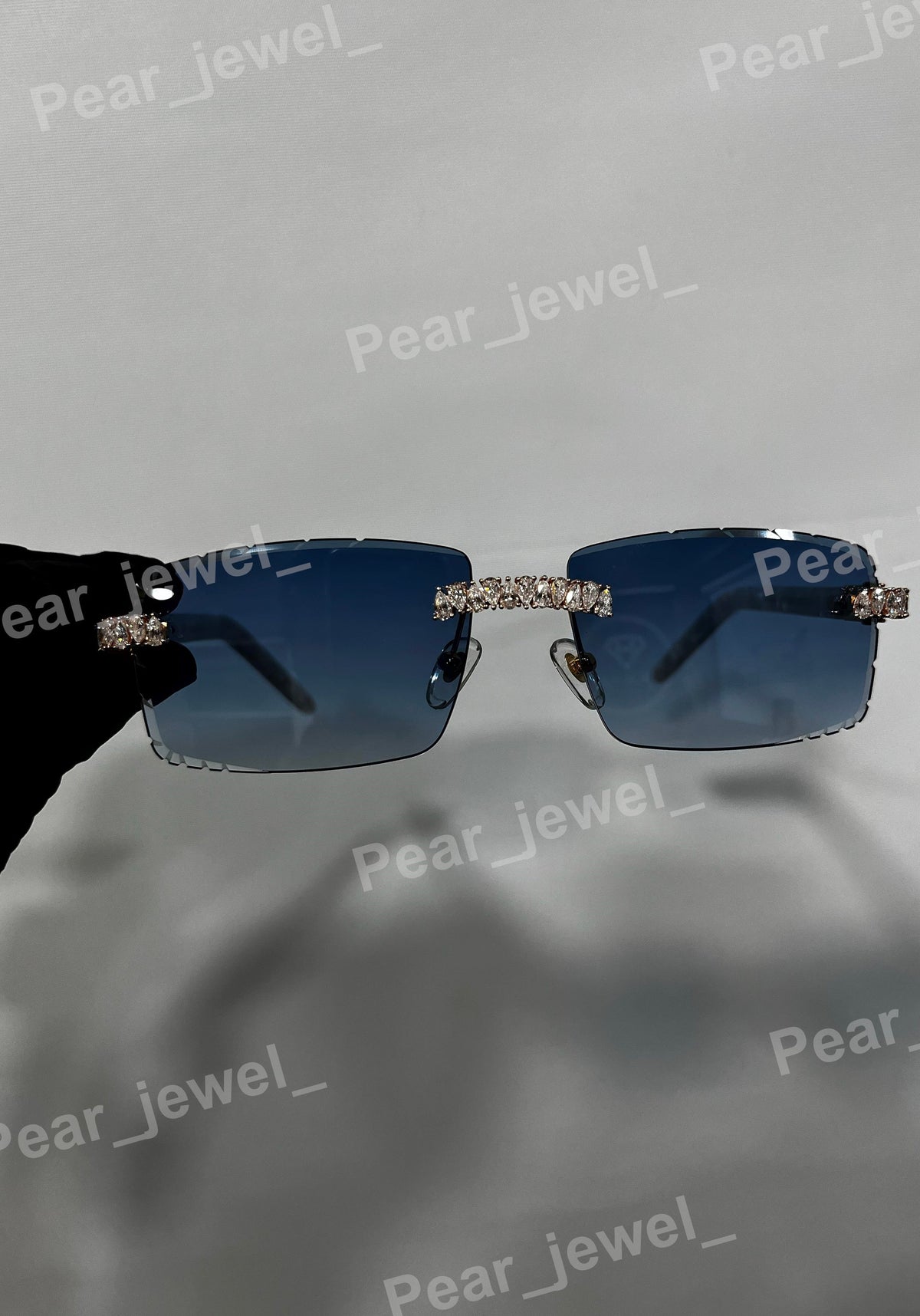 Pear Cut Moissanite Diamond 925 Silver Gradiant Sunglasses For Unisex