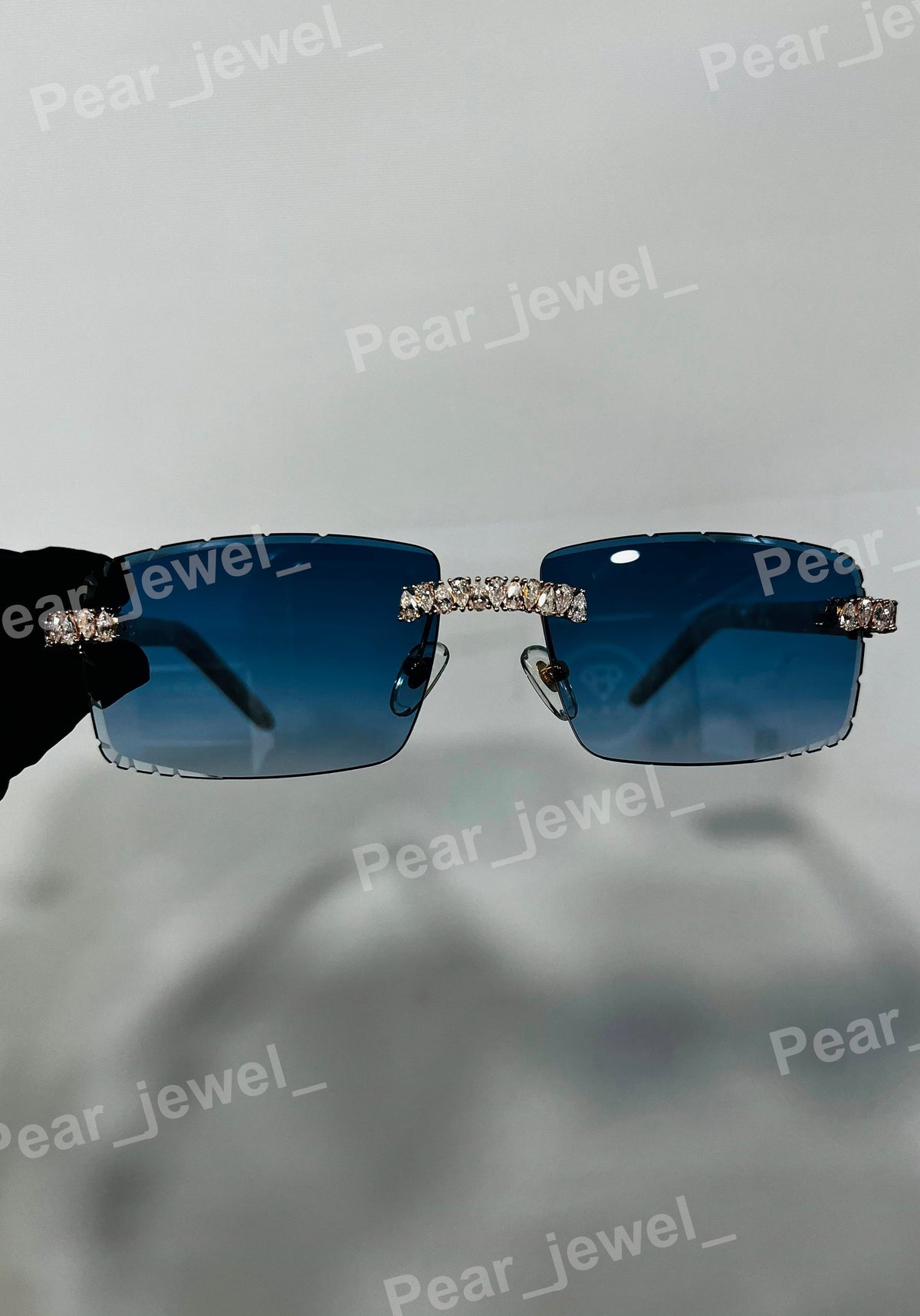 Pear Cut Moissanite Diamond 925 Silver Gradiant Sunglasses For Unisex