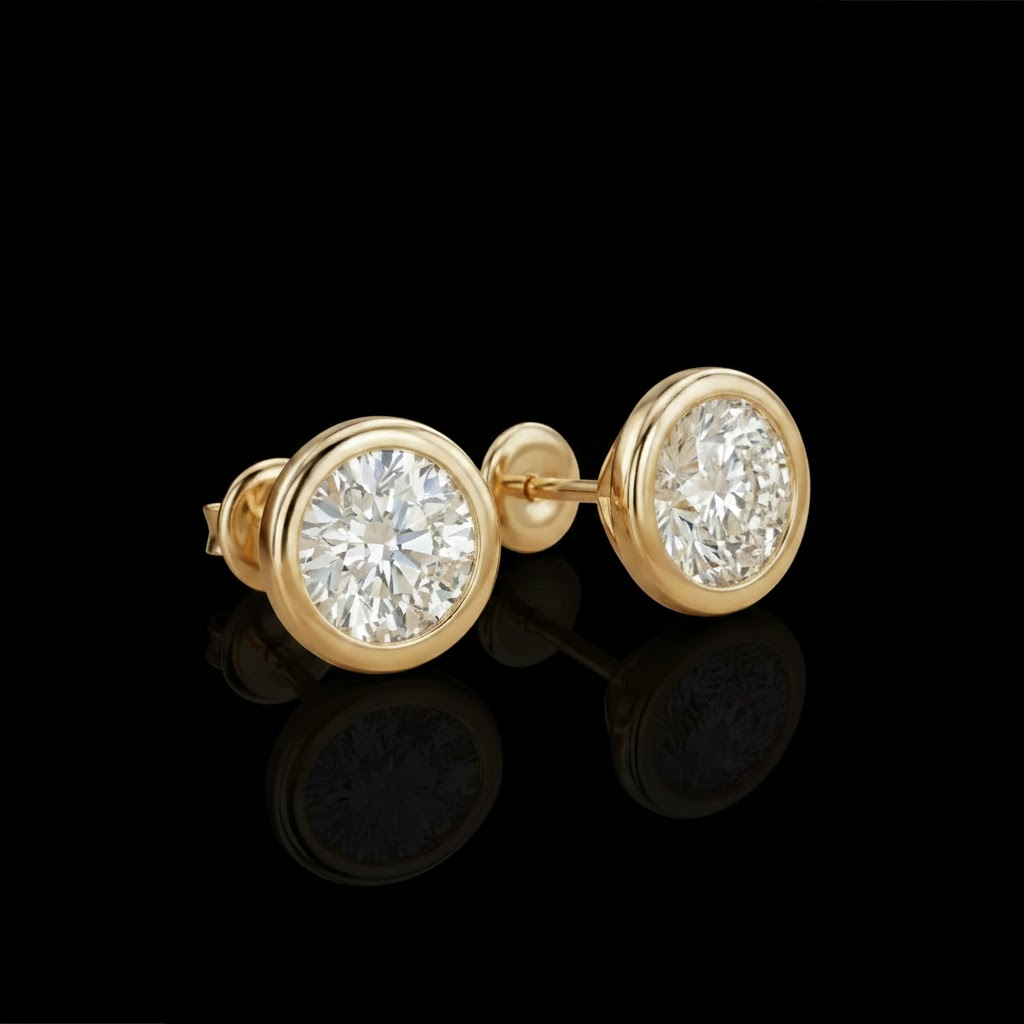 Round Moissanite Diamond Stud 925 silver Earring Classic Luxury Everyday Wear