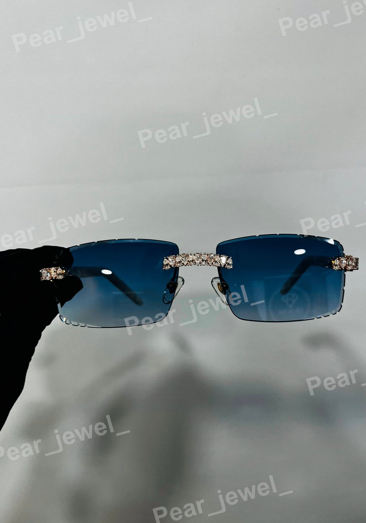 Pear Cut Moissanite Diamond 925 Silver Gradiant Sunglasses For Unisex