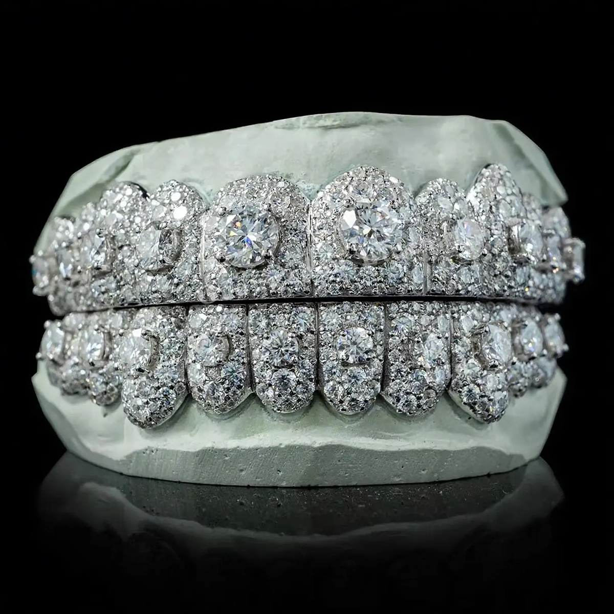 Silver Iced Out Grillz 925 Silver Custom Moissanite Diamond Hip Hop Teeth