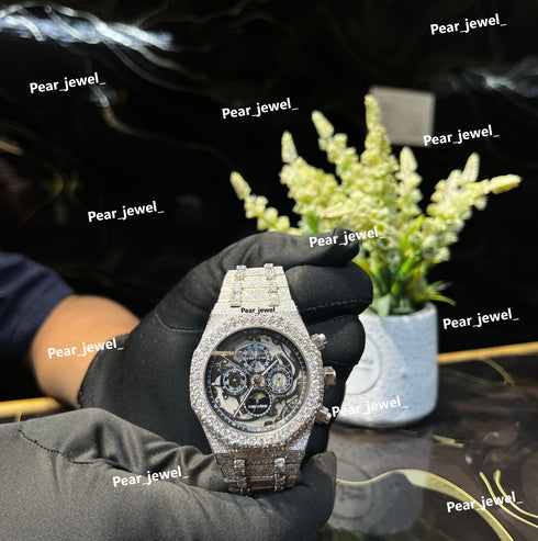 Iced Out Stainless Steel Watch Moissanite Diamond Luxury Wrist Watch