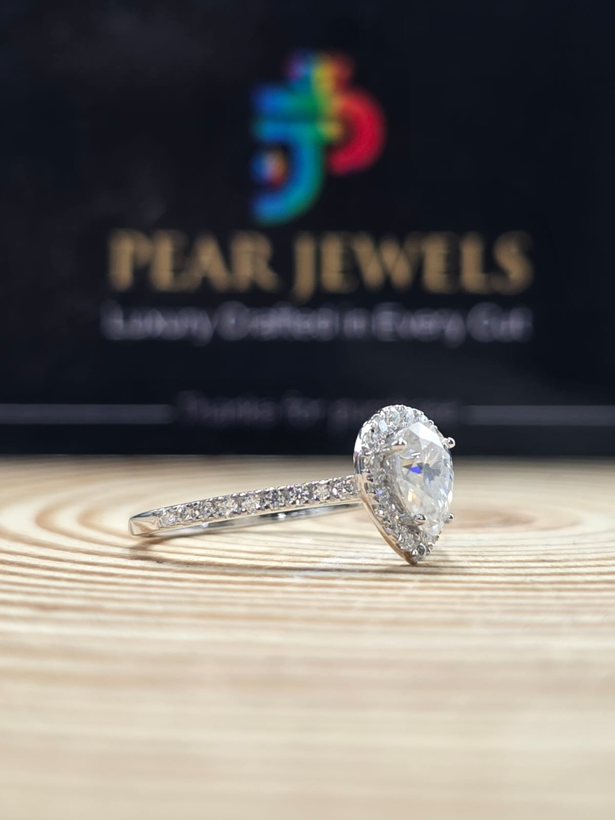 VVS Moissanite Diamond Pear Cut Engagement Ring For Women Propsal
