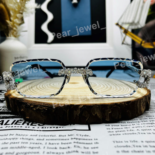 Iced Out Hip Hop Luxury Moissanite Diamond Glasses Photochromic Statement Sunglasses