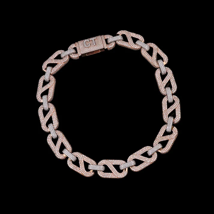 925 Silver VVS Moissanite Cuben Link Chain For Unisex