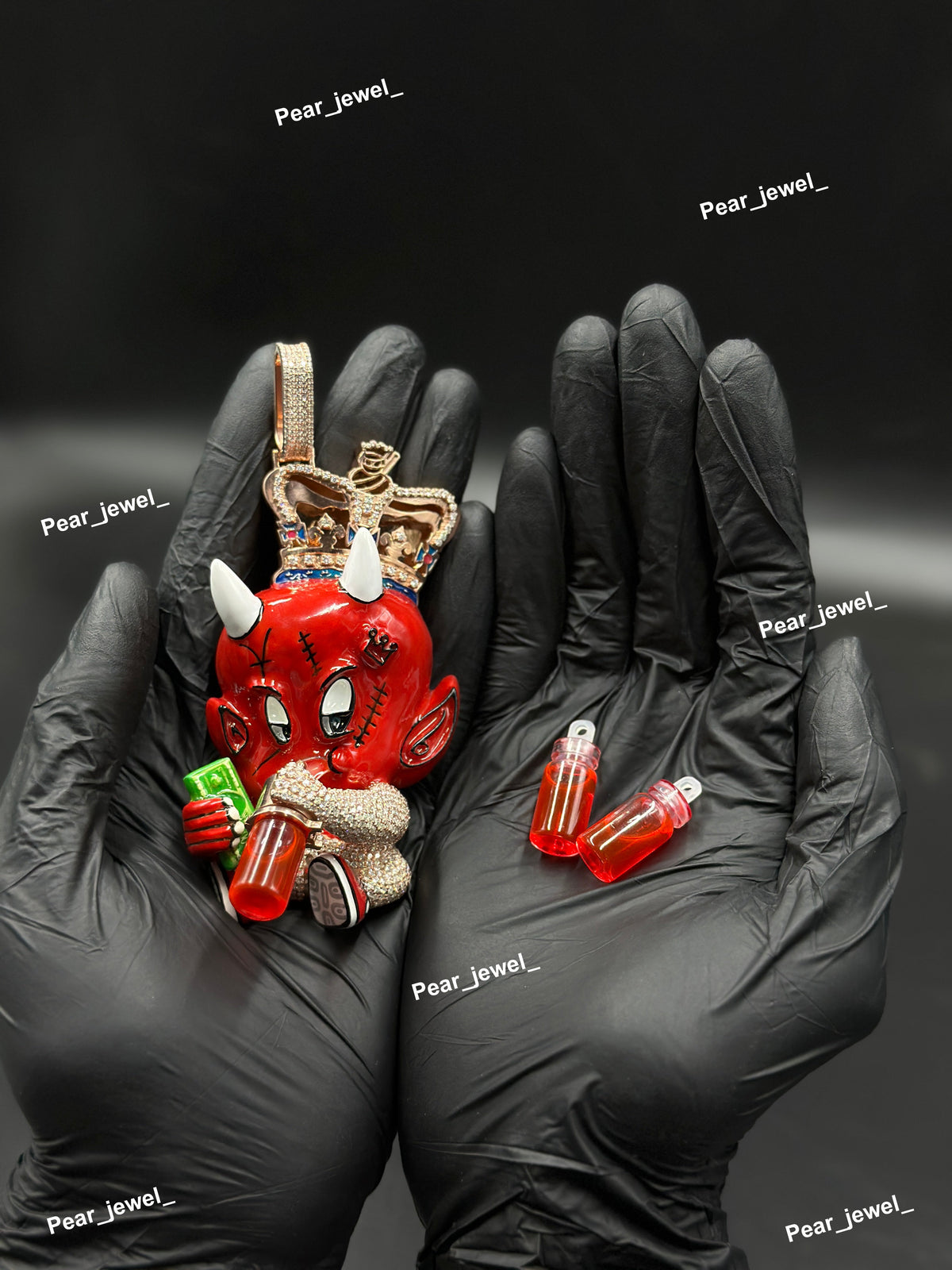 Iced Out Cartoon Devil Pendant In 925 Silver Moissanite Diamond
