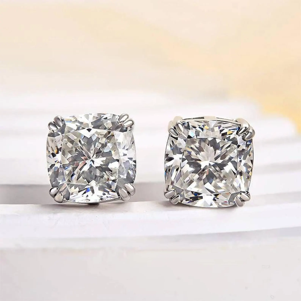 Iced Out Cushion Cut Moissanite Diamond Stud Earring 925 Silver Classic Luxury Shine