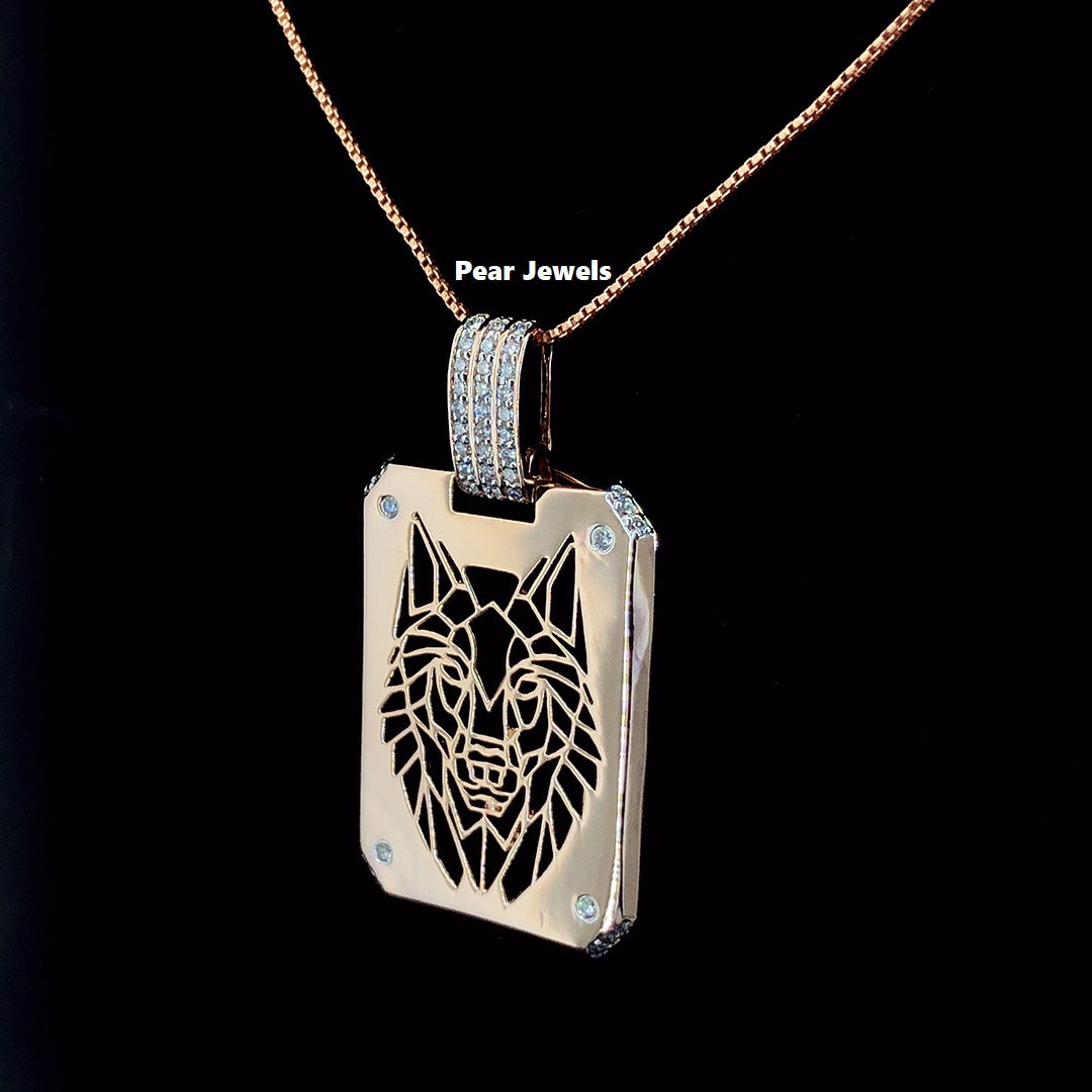 Iced Out Moissanite Diamond Luxury Wolf Head Silver Hip Hop Pendant Men Gift