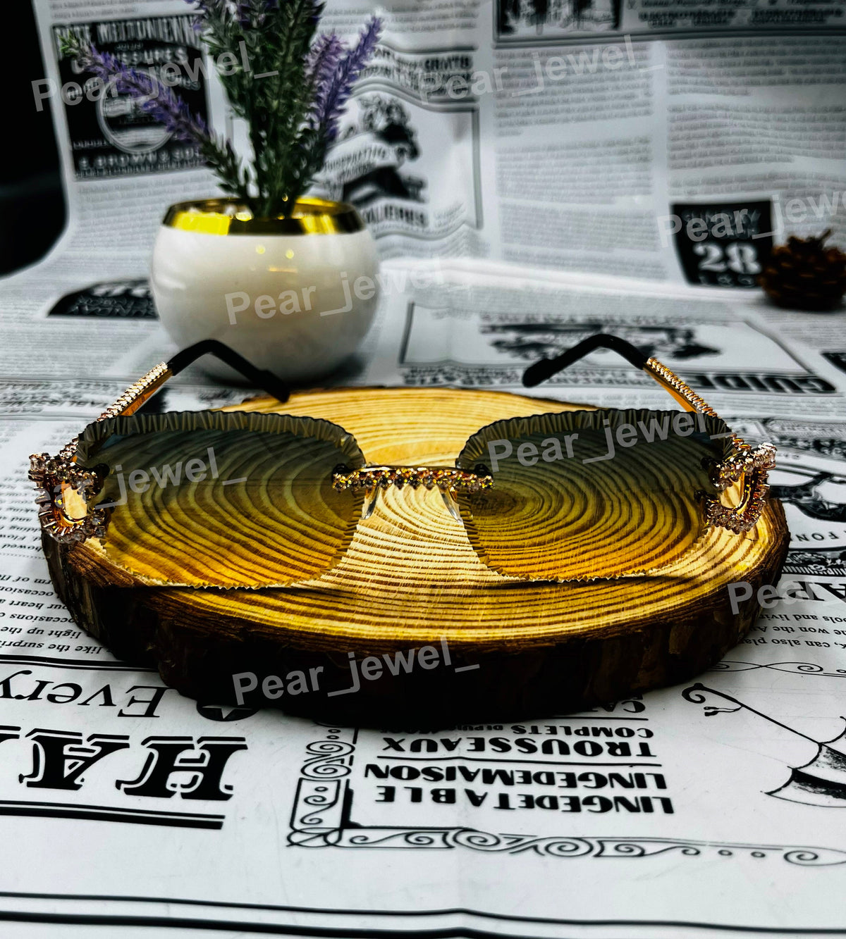 Hip Hop Iced Out Moissanite Diamond Silver Rimless Sunglasses