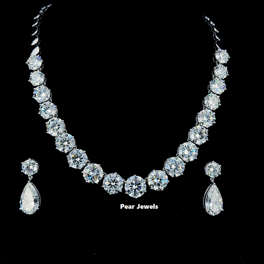 Classic Round Cut Moissanite Diamond Iced Out With 925 Silver Necklace And Earring