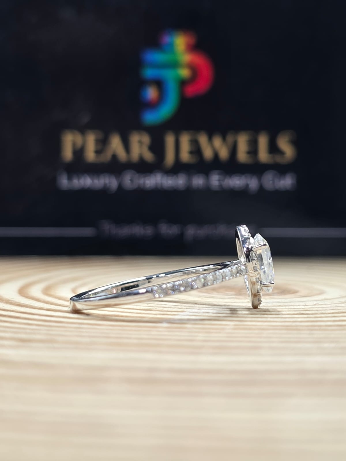 VVS Moissanite Diamond Pear Cut Engagement Ring For Women Propsal