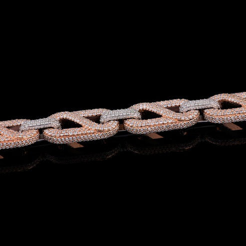 925 Silver VVS Moissanite Cuben Link Chain For Unisex
