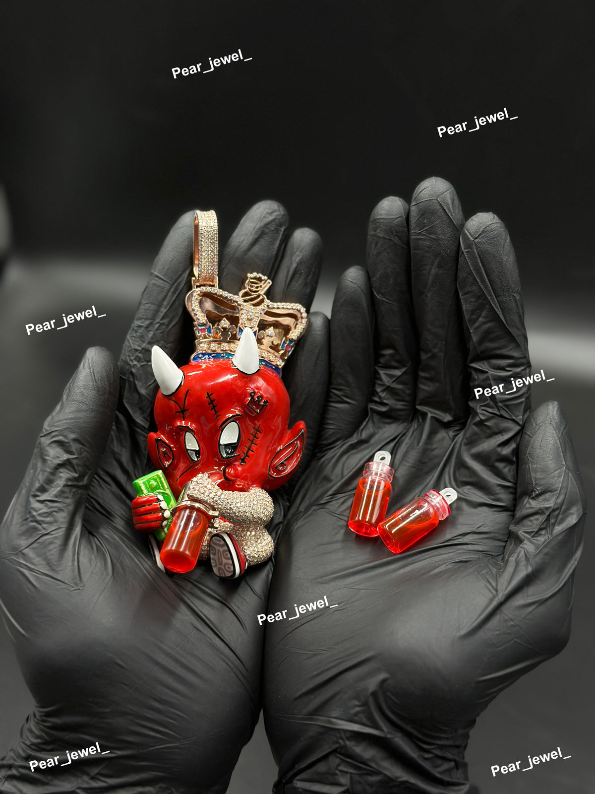 Iced Out Cartoon Devil Pendant In 925 Silver Moissanite Diamond