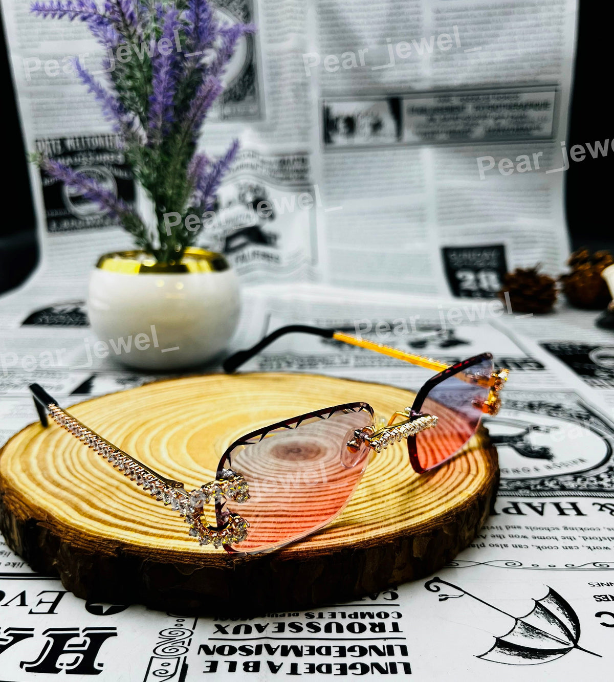 Hip Hop Iced Out Silver Luxury Rimless Moissanite Diamond Eyewear Sunglasses