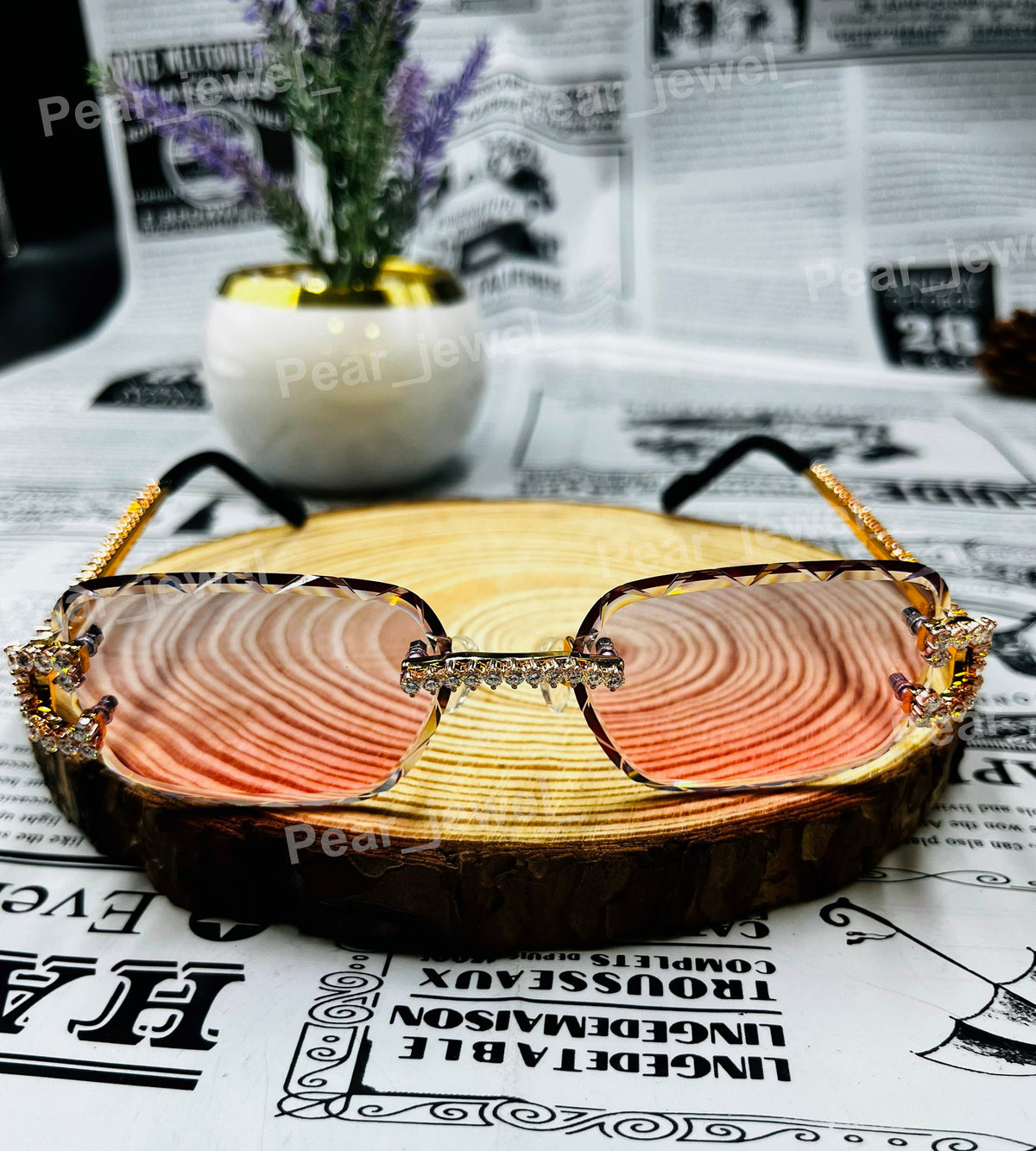 Hip Hop Iced Out Silver Luxury Rimless Moissanite Diamond Eyewear Sunglasses