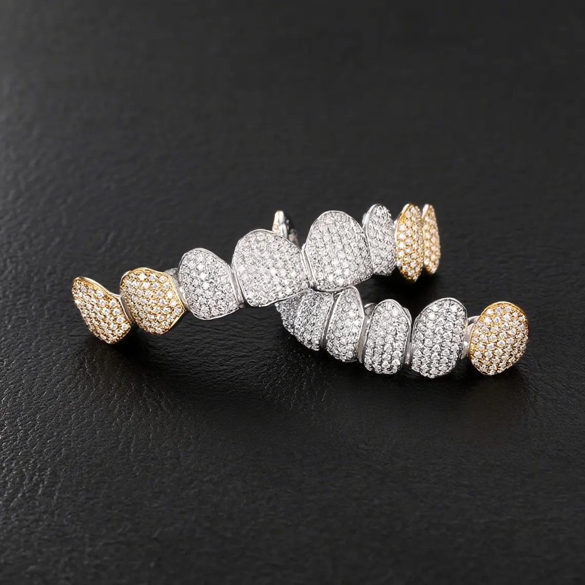Iced Out VVS Round Cut Moissanite 925 Silver Grillz