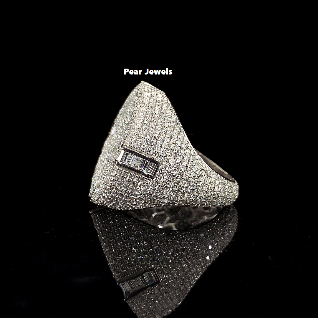 Iced Out Ring 925 Silver Luxury With Moissanite Diamond Statement Ring
