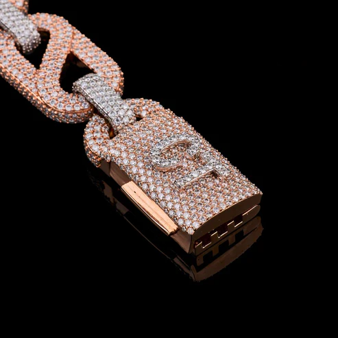 925 Silver VVS Moissanite Cuben Link Chain For Unisex