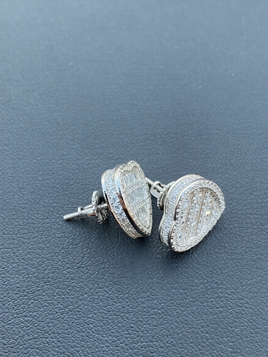 925 Sterling Silver Heart Earring Iced Out VVS Moissanite Diamond Earring