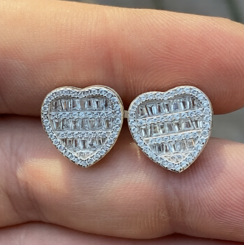 925 Sterling Silver Heart Earring Iced Out VVS Moissanite Diamond Earring