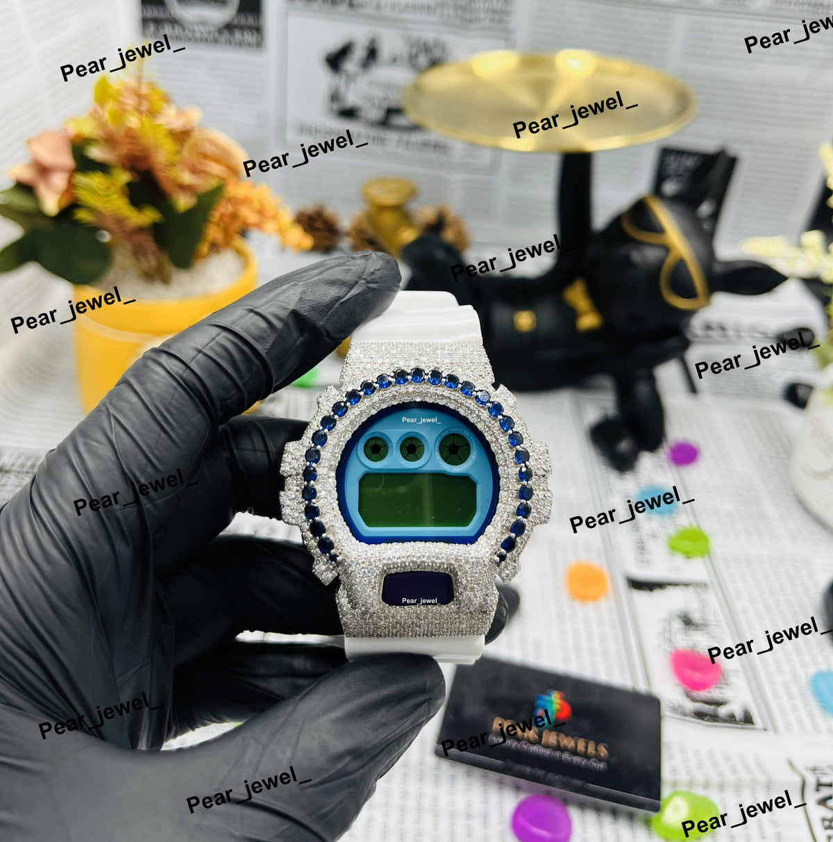 Iced Out Moissanite Stone Bezel VVS Moissanite Diamond Look HipHop Watch Style For Men's