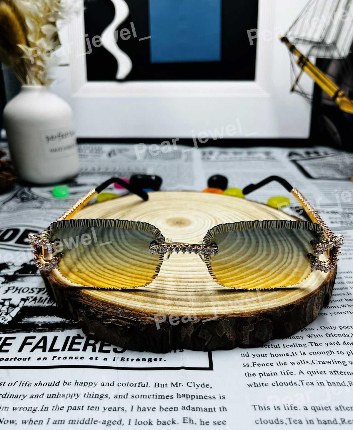 Moissanite Diamond Glasses Iced Out Rimless hip HOp Luxury Sunglasses For Unisex Wear