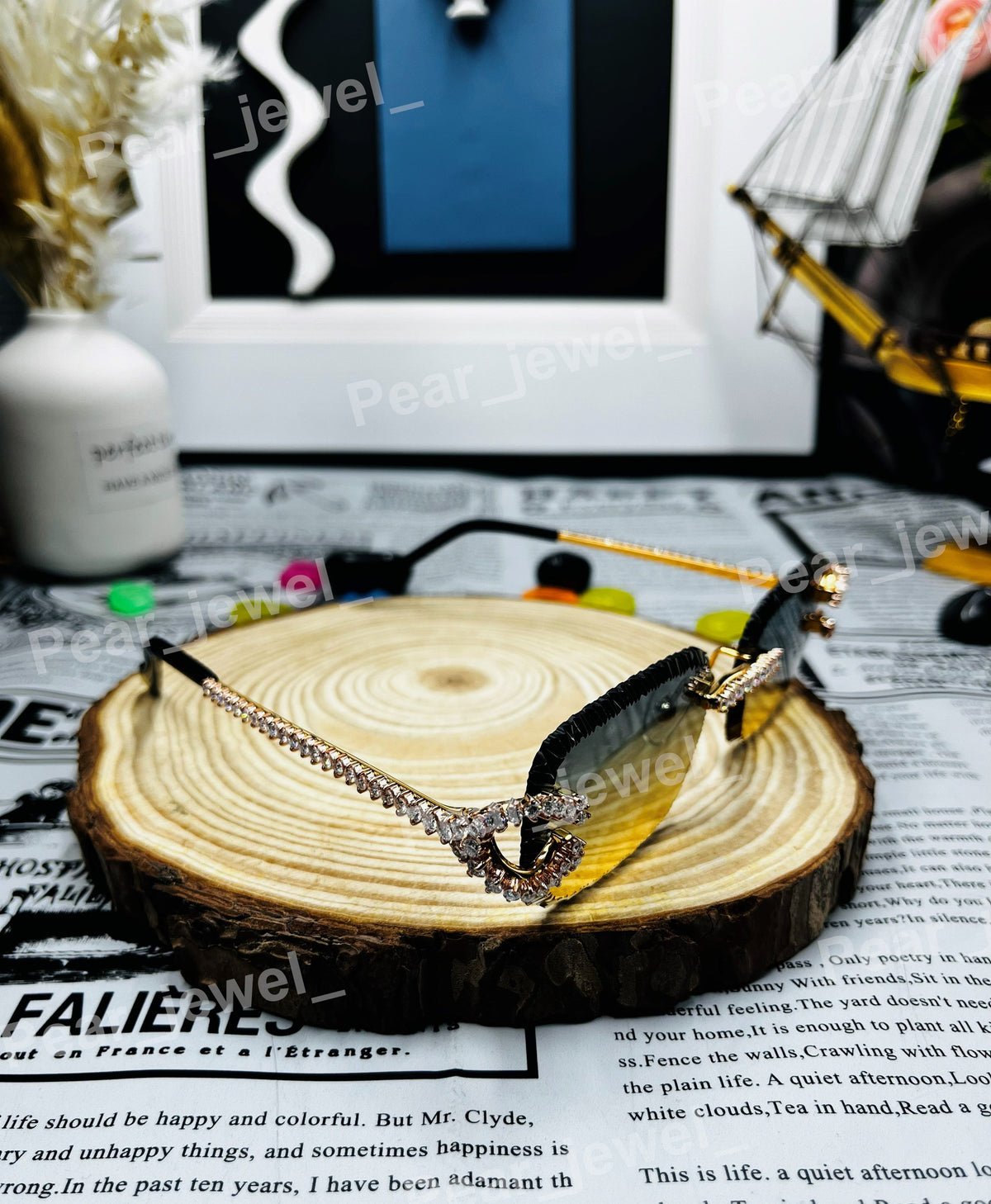 Moissanite Diamond Glasses Iced Out Rimless hip HOp Luxury Sunglasses For Unisex Wear