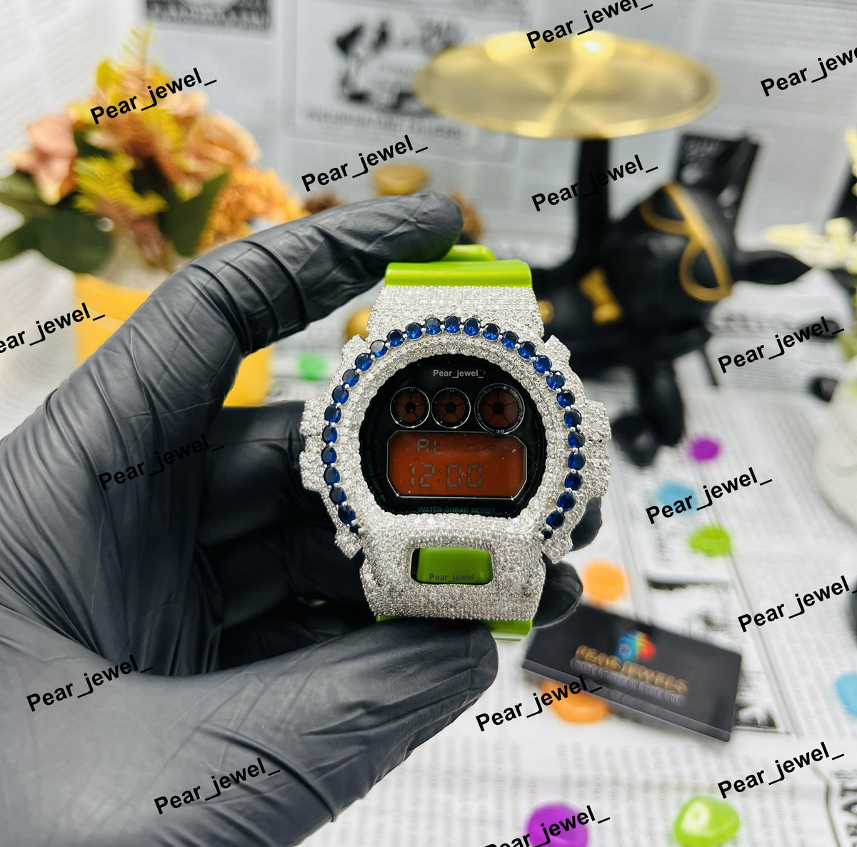 Iced Out Digital Watch Moissanite Diamond Bling Style For Unisex