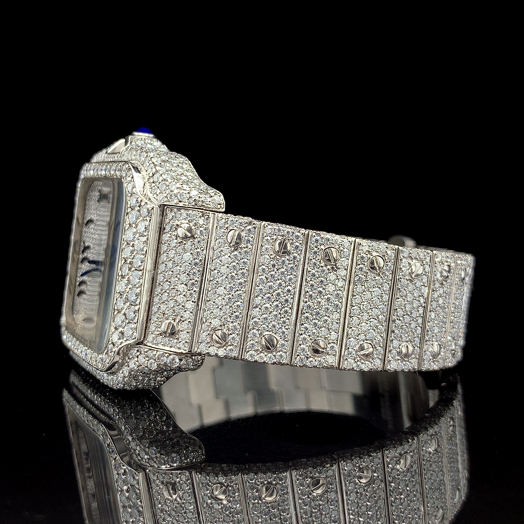 Iced Out Stainless Steel Arabic Dial Moissanite Diamond Watch