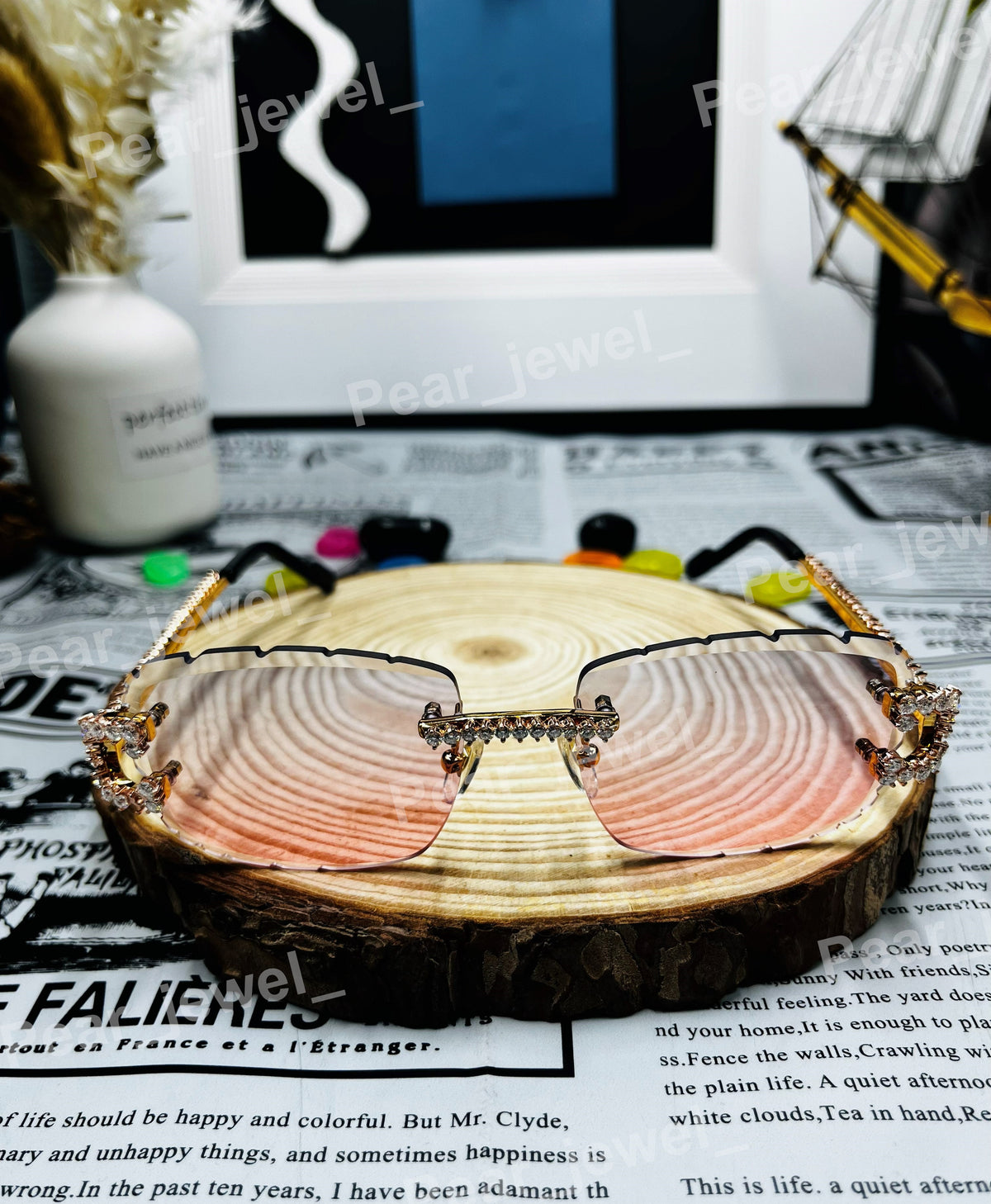Luxury Moissanite Diamond Iced Out Photochromic Glasses Hip Hop Unisex Wear Sunglasses